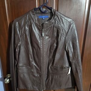 Leather Jacket with Stand-Up Collar